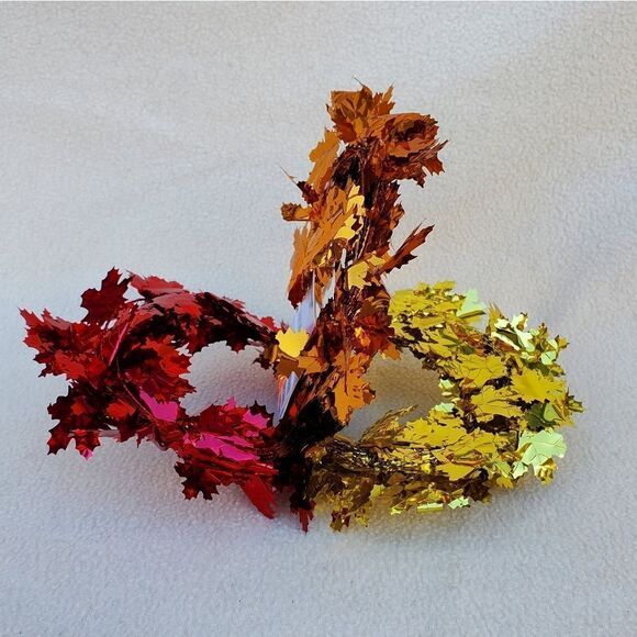 Fall bundle of a jack-o-lantern candy dish and metallic leaves garland - Picture 10 of 11